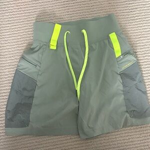 Lululemon Athletica Olive and Neon Yellow Shorts